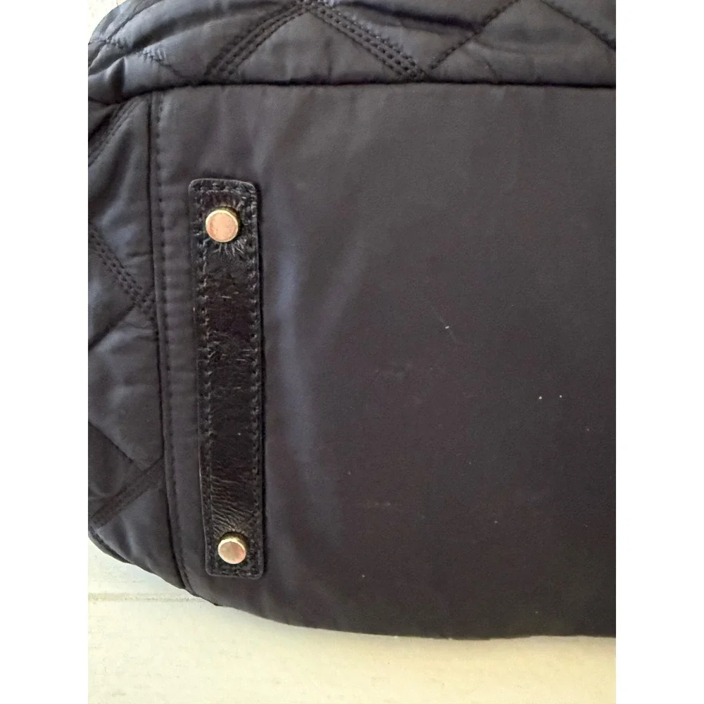 Kate Spade New York Carter Black Quilted Nylon Diaper Bag Tote Gold Hardware